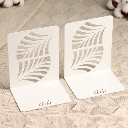 Holder-stand for books "Palm sheet" set 2pcs, 9.2x12x15.4cm, white-3