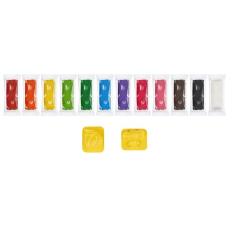 Modeling dough 12 colors of 30 g of multi-bullets "Cheburashka", plastic bucket + 2 molds, Korex-3