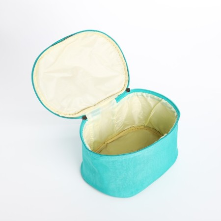 Cosmetic bag with zipper, turquoise color-2