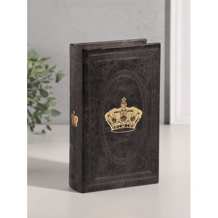 Safe wood book "Crown" leatherette 21x13x5 cm
