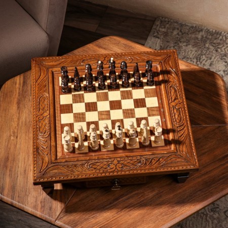 Handmade chess "Classic with a harsh", on legs, 50x50 cm, walnut array, Armenia