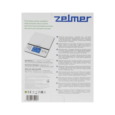 Libra Kitchen Zelmer ZKS1500N, electronic, up to 5 kg, gray-9