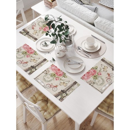 Set of napkins for setting the table "Romance of Paris", rectangular, size 32x46 cm, 4 pcs