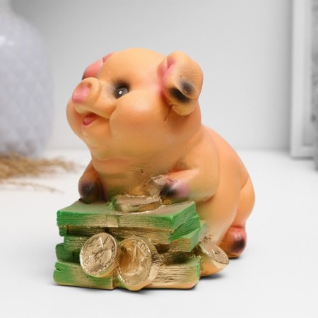 Piggy bank "Pig on money" mix 11cm-1