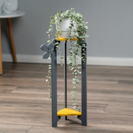 Standing Column Study Triangular Flora, 49x27x25 cm, gray-yellow-2