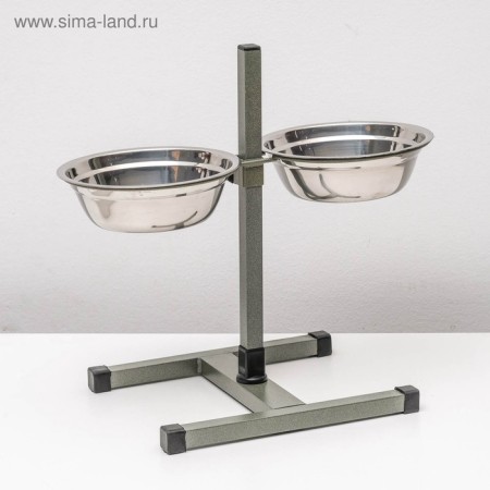 Stand with bowls, 2 x 1 l, height 40 cm, collapsible, green-1
