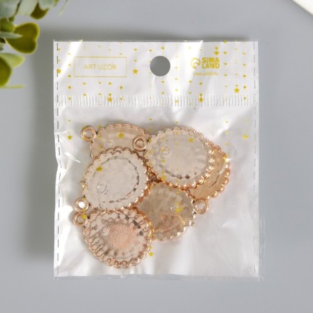 Decor for creativity plastic "Drop in openwork" gold with rhinestones 3.2x2.4x0.6 cm-3