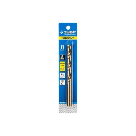 Zubrov metal drill, steel P6M5K5, cylindrical shank, 11 x 142 mm, class A-1