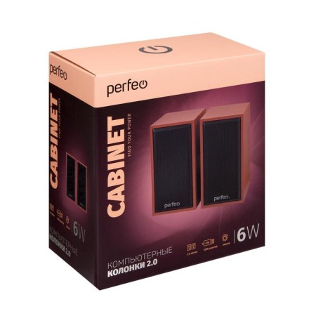 Computer speakers 2.0 Perfeo Cabinet PF-84, 2x3 W, USB, tree-6