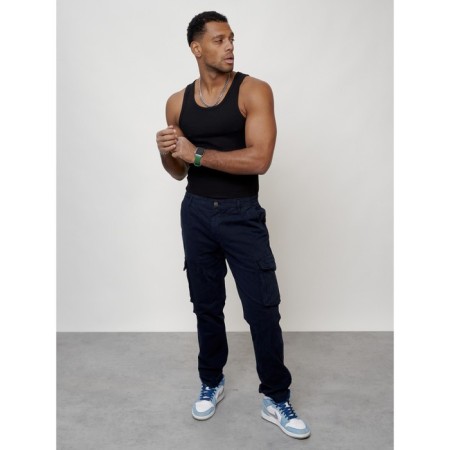 Cargo jeans men, size 44-46, dark blue color-8