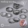 A set of rings 9 pieces of “Assorted” leaves, patterns, size mix, color black silver