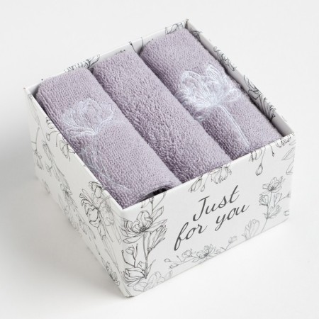 Set of towels Ethel Flowers 30x30 cm-3pcs, 100% cotton 340 g/m2-6