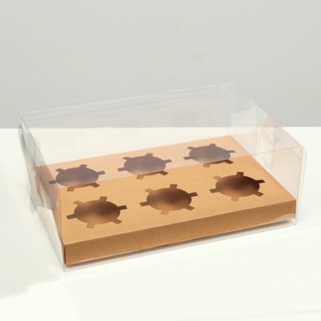 Box for 6 cupcakes, craft, 26.8 × 18.2 × 10 cm