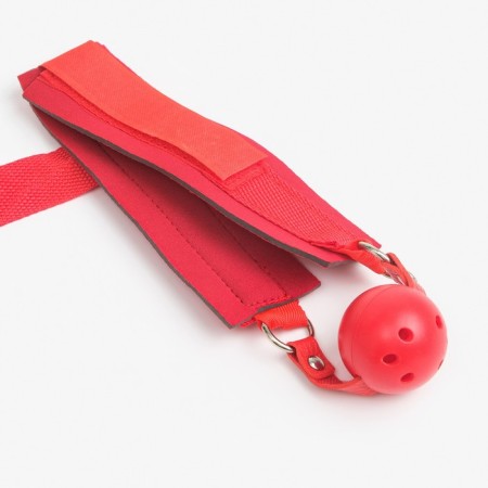 Gags with handcuffs of the oka-adjustable belts, neoprene, sling, PVC red-4