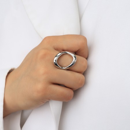 Ring Metal "Trend" oval, color silver, size 17-3