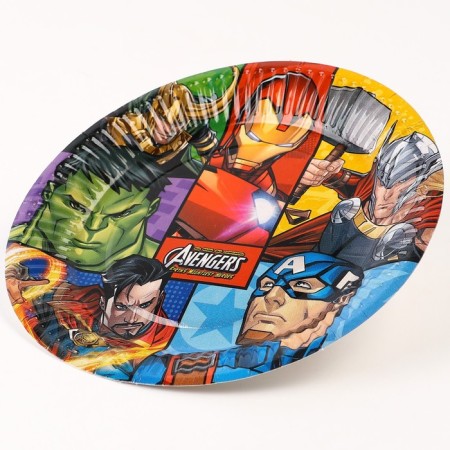 Paper plate "Happy Birthday!", 18 cm, Avengers-3