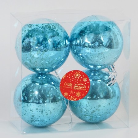 Set of balls plastic D-8 cm, 4 pcs "vintage" blue-1
