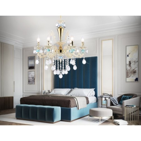Crystal chandelier with Ambrella Light, Classic, Tr4923, 6HE14, Gold, White Color-2