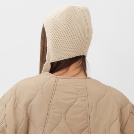 Women's cap with a rabbit hair, p. 56 cm, beige-3