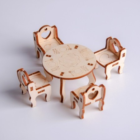 Wooden furniture for dolls "Kitchen corner"-1