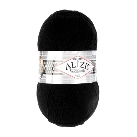 Yarn "Superlana Tig" 25% wool, 75% acrylic 570m/100g (60 black)-1
