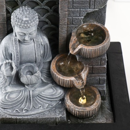 The desktop fountain from the network, backlight "Buddha with lotus. Yin-yang" 25x20x32 cm-4