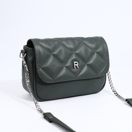 Richet bag on a magnet, outer pocket, long belt, green color-2