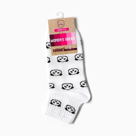 Women's socks shortened "Panda", white color, rr 23-25-2