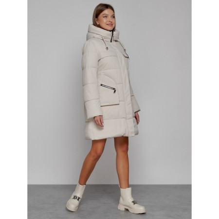 Coat insulated winter female, size 48, beige color-2
