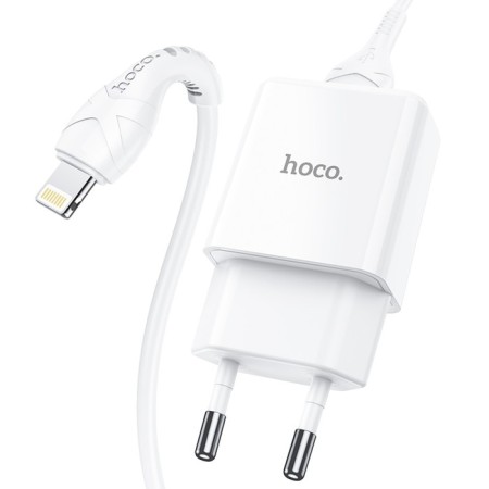 Nice charger Hoco N9, USB - 2.1 A, Lightning 1 m, white cable-4