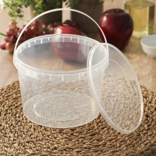 A plastic disposable bucket with a lid “for pickles”, 2 l, d = 17.3 cm, transparent, 100 pcs/units