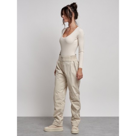 Warmed female trousers, size 48, beige color-9