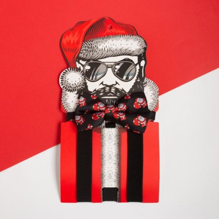 Set of men's kaftan subcutters and a butterfly tie "Cool Santa"-1