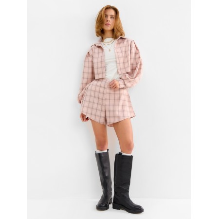 Female set (blouse, shorts) minku: casual collection color pink cage, size 48-2