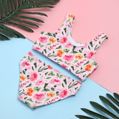 Children's swimsuit KAFTAN "Flowers", height 140 cm, pink-6