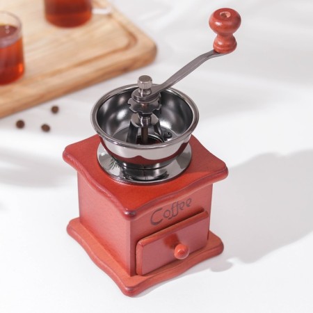 Manual coffee grinder "Morning coffee", 9.8 × 16 cm, red tree-1