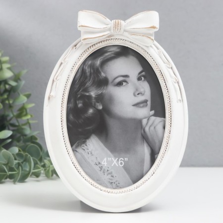 Photo frame Polystone 10x14 cm "Bow" white 13x18.8 cm