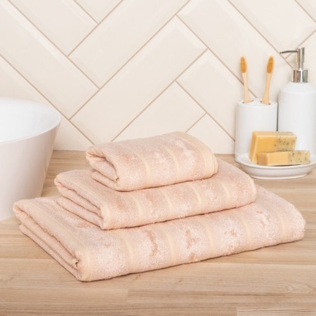Trick "Ethel" Bamboo Biege 50x90 cm, 70% HL, 30% bamboo, 450g/m2