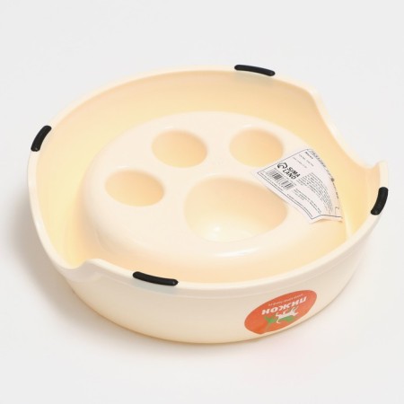 Laping bowl for slow feeding "Paw", 18.5 x 17.5 x 5 cm, beige-2