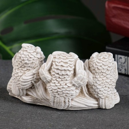 Figure "Three Owls on the pole" ivory, 10x6x5cm-3