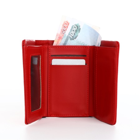Women's wallet on magnets, red color-5