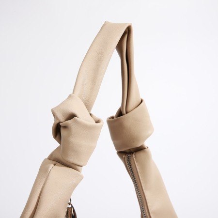 Shopper bag, outer pocket, beige color-3