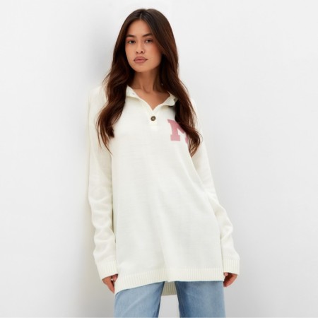 Jumper Women's Mist with collar Polo Milk, p. L (48-50)-2
