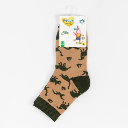 Children's socks "dinosaurs", beige color, size 20-22-3
