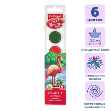 Watercolor 6 colors Erichkrause ArtBerry, in a plastic box, with UV protection, euro suspension, without brush