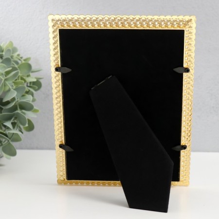 Photo frame metal, glass 13x18 cm "Triad" Rhinestones gold 15x20 cm-3