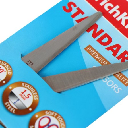 Scissors Erichkrause Standard+, 17 cm, with improved double sharpening, handles with anti -slip rubber inserts, mix-9
