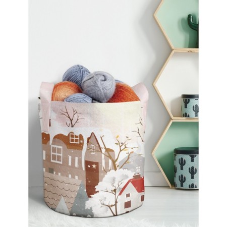 Textile bag "Morning at Christmas", for storing things and toys, size 30x30 cm, 18.9 liters