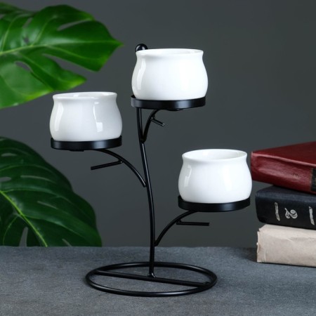 Set of pots "tree" on a stand 3pcs, white, 24x15x21cm-3