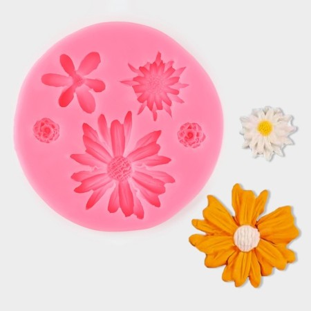 Mold "Flower Assortment", silicone, 10.5 × 10.5 × 1 cm, color mix